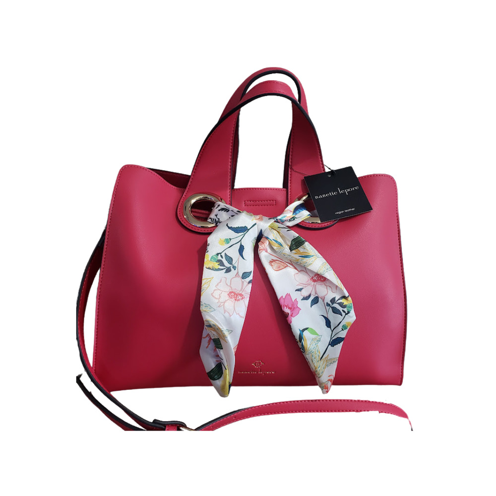 Nanette Lepore Pink NWT Large Fuschia Niccola Satchel Handbag Purse Tote W Scarf